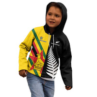 Custom New Zealand and Zimbabwe Kid Hoodie NZ Fern Zim Flag Half Style LT14 - Polynesian Pride
