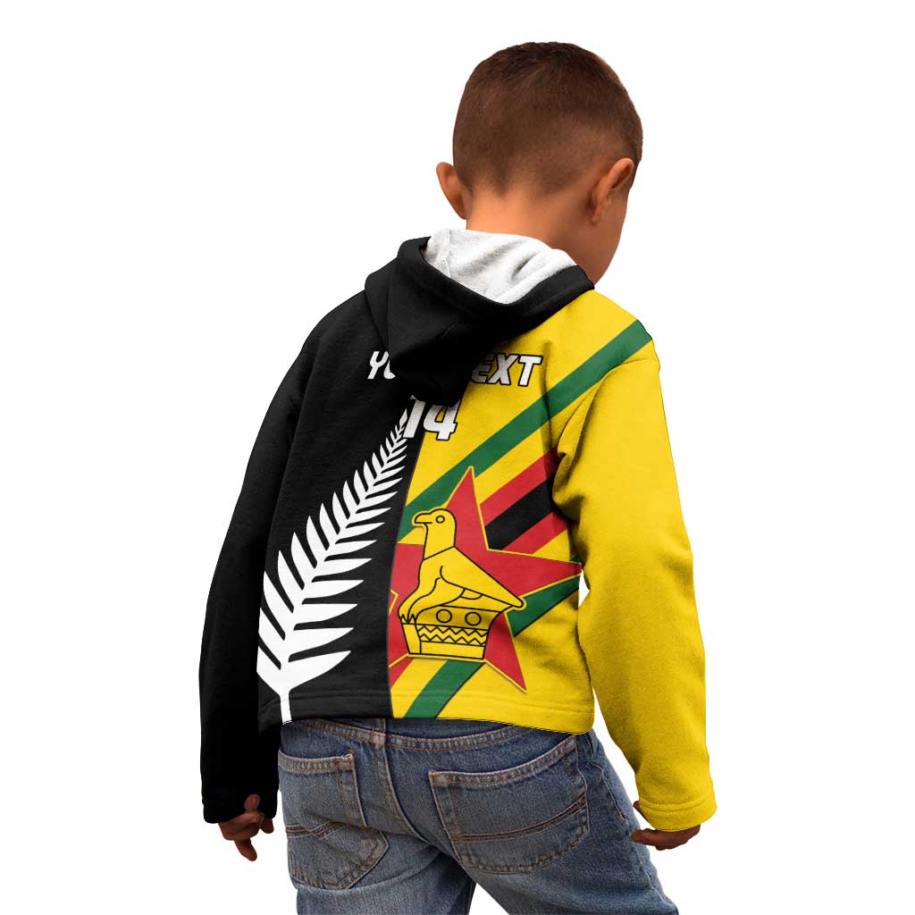 Custom New Zealand and Zimbabwe Kid Hoodie NZ Fern Zim Flag Half Style LT14 - Polynesian Pride