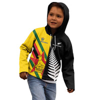 Custom New Zealand and Zimbabwe Kid Hoodie NZ Fern Zim Flag Half Style LT14 - Polynesian Pride