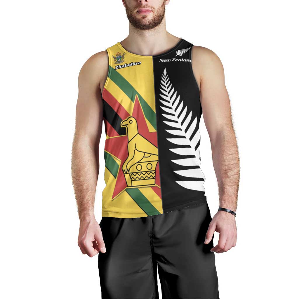 Custom New Zealand and Zimbabwe Men Tank Top NZ Fern Zim Flag Half Style