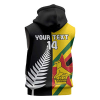 Custom New Zealand and Zimbabwe Sleeveless Zip Hoodie NZ Fern Zim Flag Half Style LT14 - Polynesian Pride