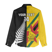Custom New Zealand and Zimbabwe Women Casual Shirt NZ Fern Zim Flag Half Style