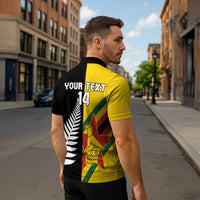 Custom New Zealand and Zimbabwe Zipper Polo Shirt NZ Fern Zim Flag Half Style LT14 - Polynesian Pride