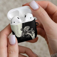 Black Polynesia Tribal Octopus Tattoo AirPods Case Pikake Lei Polynesian Pattern