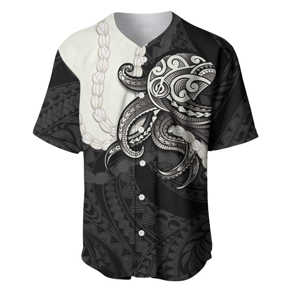 Black Polynesia Tribal Octopus Tattoo Baseball Jersey Pikake Lei Polynesian Pattern
