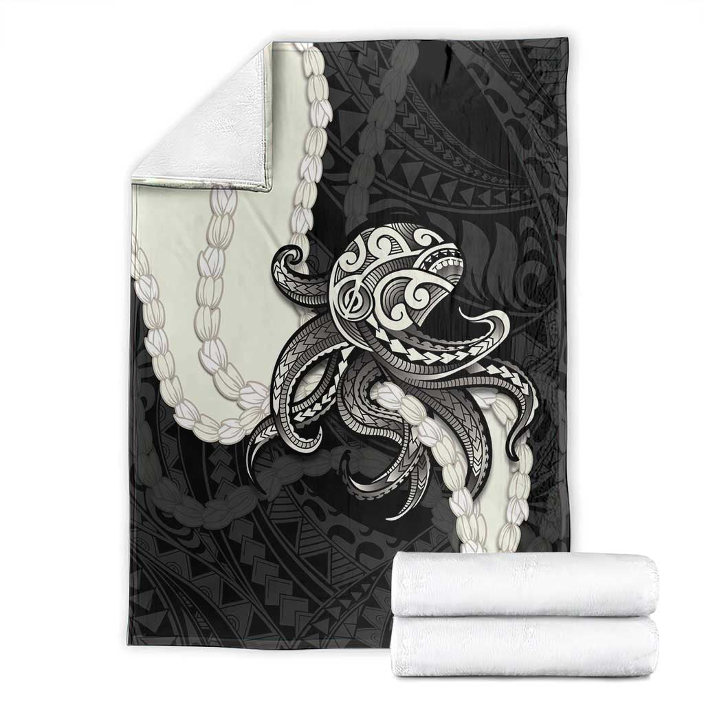 Black Polynesia Tribal Octopus Tattoo Blanket Pikake Lei Polynesian Pattern