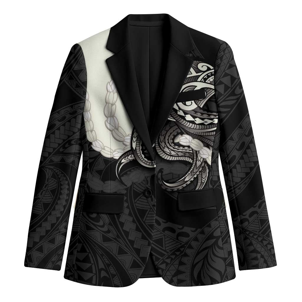 Black Polynesia Tribal Octopus Tattoo Blazer Pikake Lei Polynesian Pattern