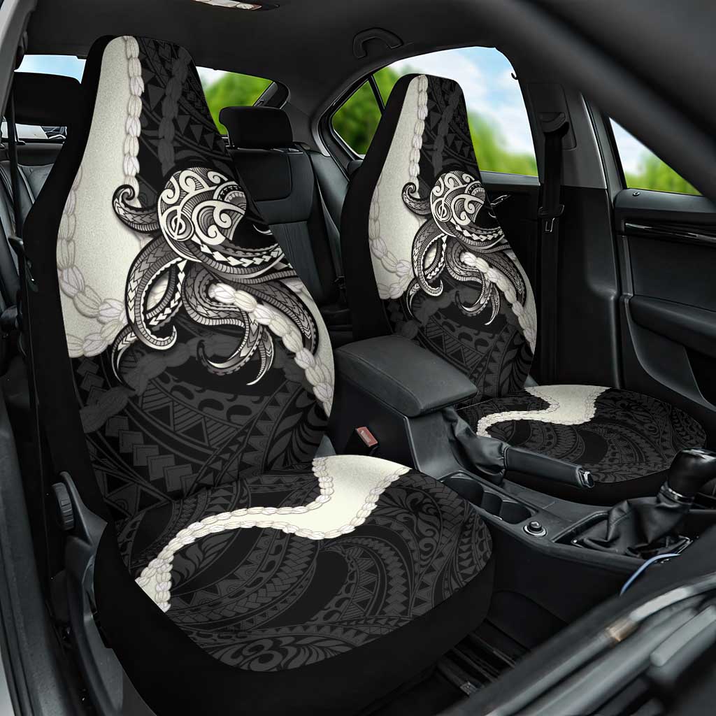 Black Polynesia Tribal Octopus Tattoo Car Seat Cover Pikake Lei Polynesian Pattern