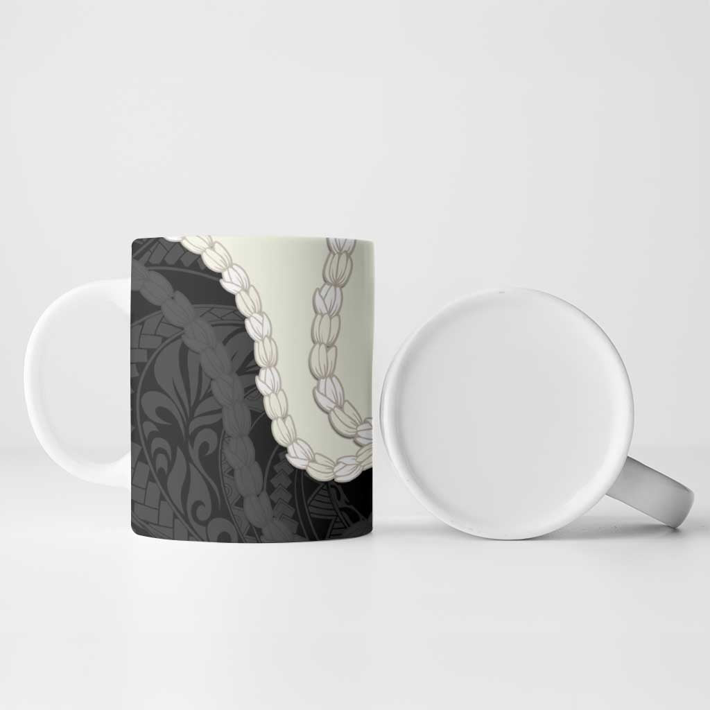 Black Polynesia Tribal Octopus Tattoo Ceramic Mug Pikake Lei Polynesian Pattern