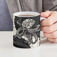 Black Polynesia Tribal Octopus Tattoo Ceramic Mug Pikake Lei Polynesian Pattern