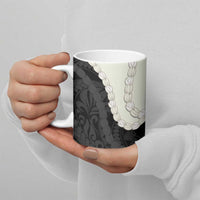 Black Polynesia Tribal Octopus Tattoo Ceramic Mug Pikake Lei Polynesian Pattern