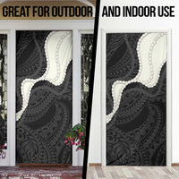 Black Polynesia Tribal Octopus Tattoo Door Cover Pikake Lei Polynesian Pattern