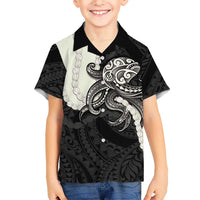 Black Polynesia Tribal Octopus Tattoo Family Matching Long Sleeve Bodycon Dress and Hawaiian Shirt Pikake Lei Polynesian Pattern