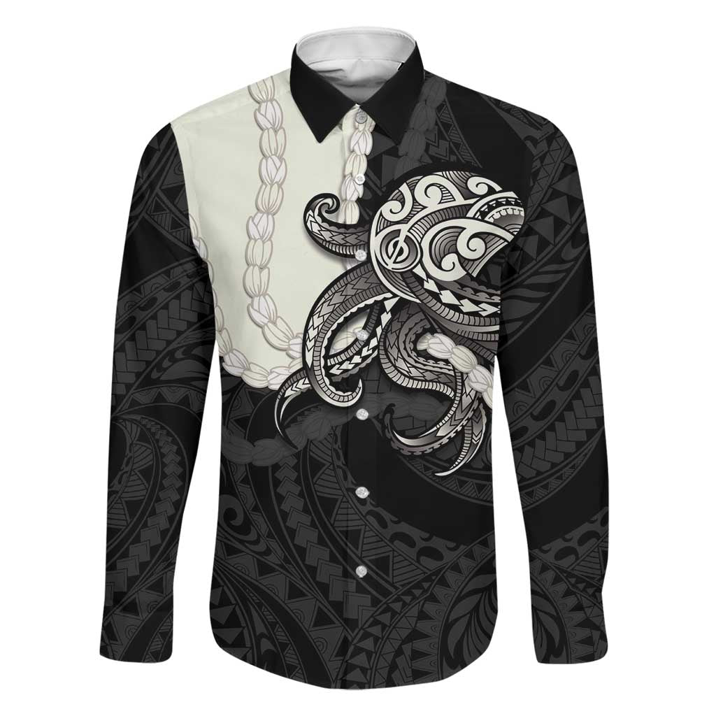 Black Polynesia Tribal Octopus Tattoo Family Matching Mermaid Dress and Hawaiian Shirt Pikake Lei Polynesian Pattern
