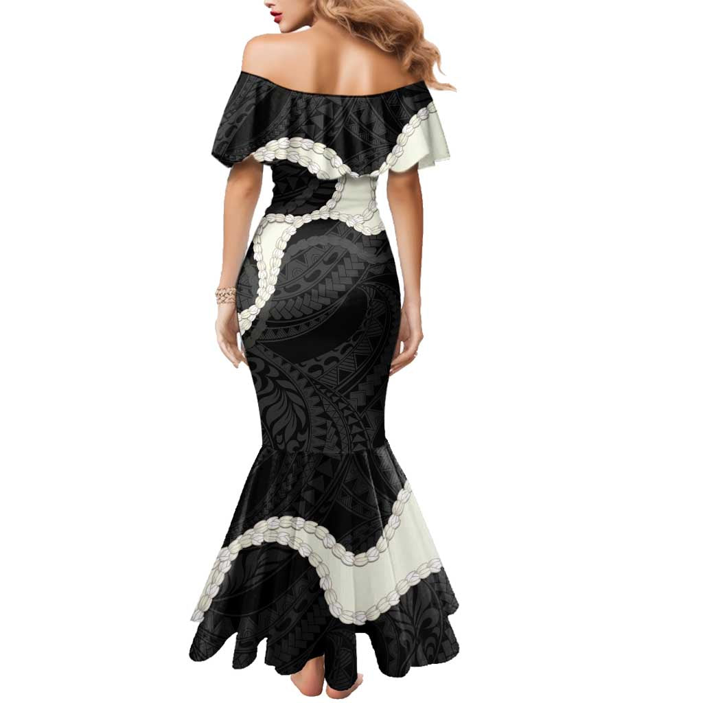 Black Polynesia Tribal Octopus Tattoo Family Matching Mermaid Dress and Hawaiian Shirt Pikake Lei Polynesian Pattern