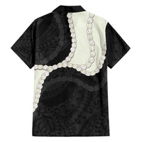 Black Polynesia Tribal Octopus Tattoo Family Matching Off The Shoulder Long Sleeve Dress and Hawaiian Shirt Pikake Lei Polynesian Pattern