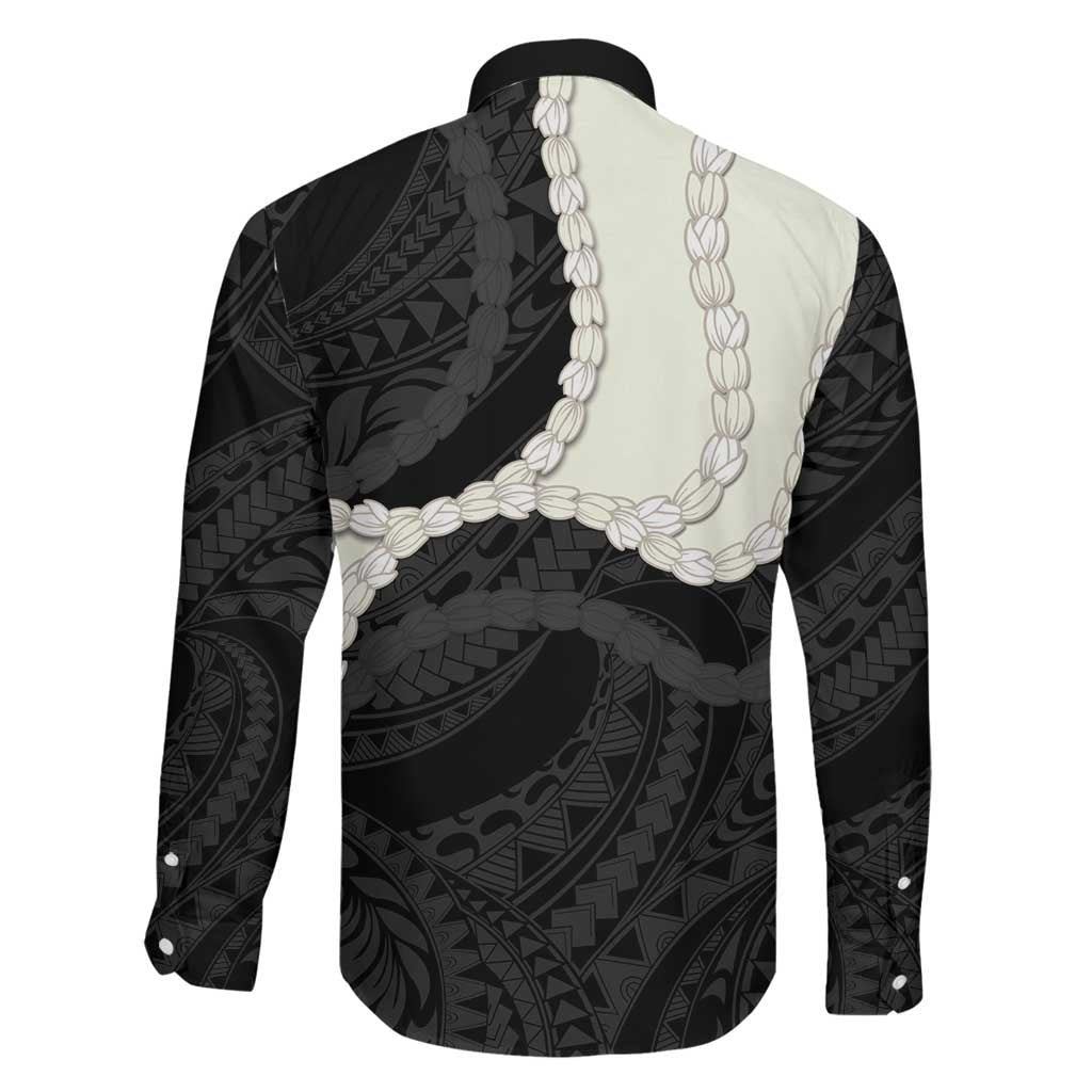 Black Polynesia Tribal Octopus Tattoo Family Matching Off Shoulder Short Dress and Hawaiian Shirt Pikake Lei Polynesian Pattern