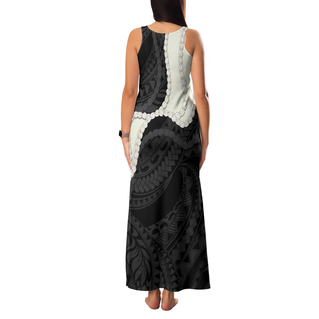 Black Polynesia Tribal Octopus Tattoo Family Matching Tank Maxi Dress and Hawaiian Shirt Pikake Lei Polynesian Pattern