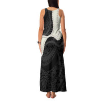 Black Polynesia Tribal Octopus Tattoo Family Matching Tank Maxi Dress and Hawaiian Shirt Pikake Lei Polynesian Pattern