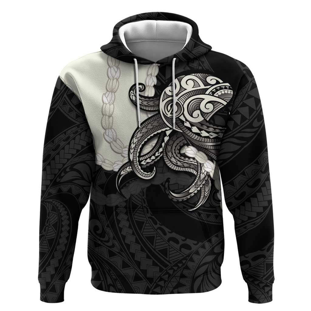 Black Polynesia Tribal Octopus Tattoo Hoodie Pikake Lei Polynesian Pattern