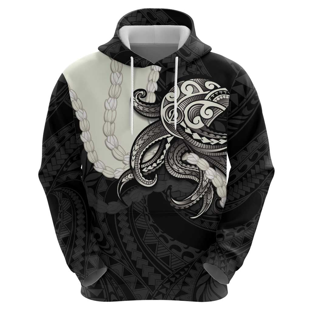 Black Polynesia Tribal Octopus Tattoo Hoodie Pikake Lei Polynesian Pattern