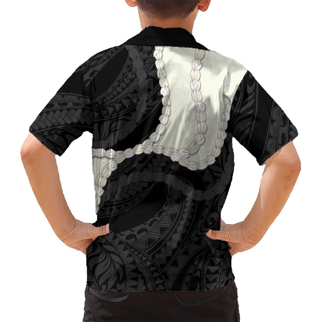 Black Polynesia Tribal Octopus Tattoo Kid Hawaiian Shirt Pikake Lei Polynesian Pattern