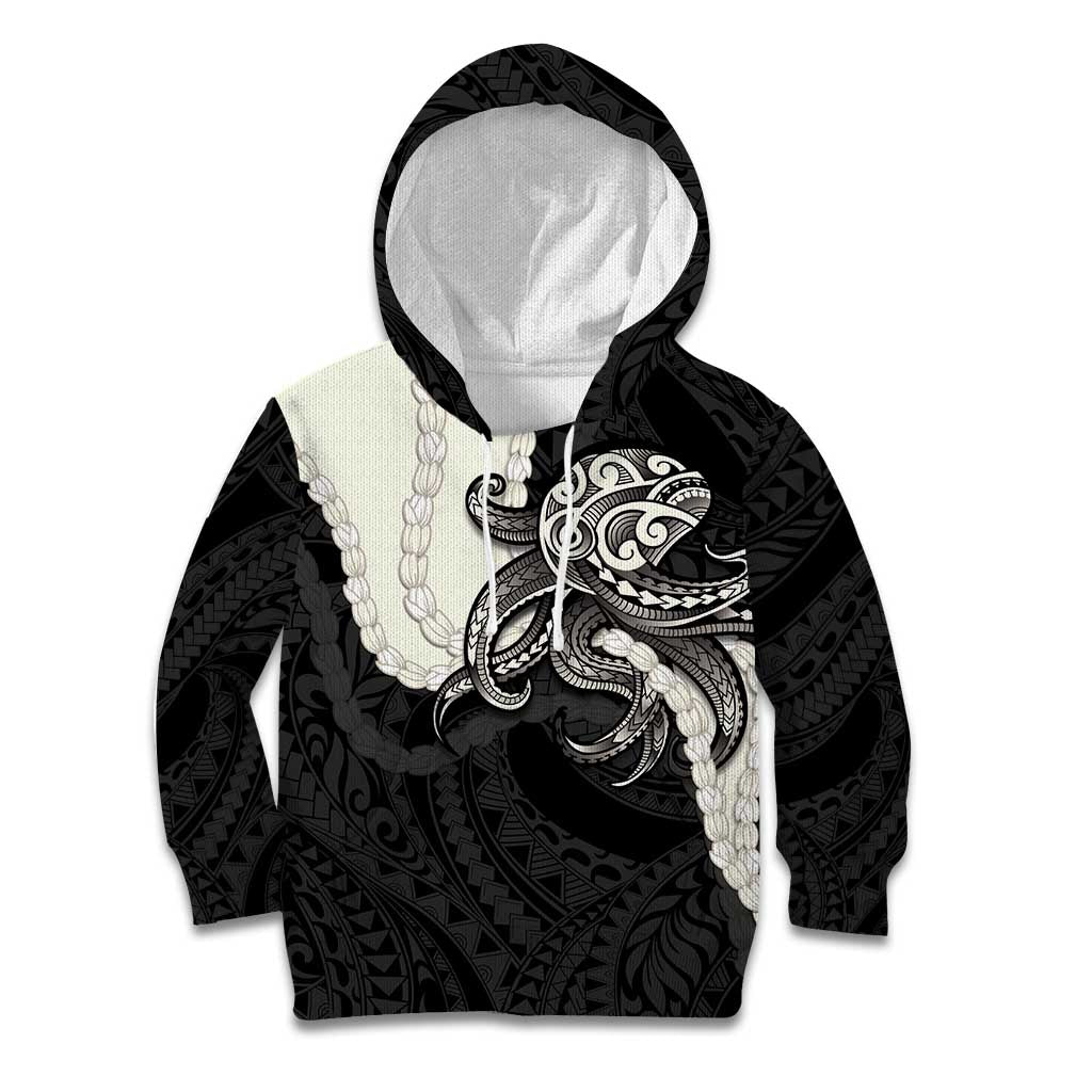 Black Polynesia Tribal Octopus Tattoo Kid Hoodie Pikake Lei Polynesian Pattern