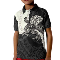 Black Polynesia Tribal Octopus Tattoo Kid Polo Shirt Pikake Lei Polynesian Pattern