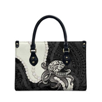 Black Polynesia Tribal Octopus Tattoo Leather Bag Pikake Lei Polynesian Pattern