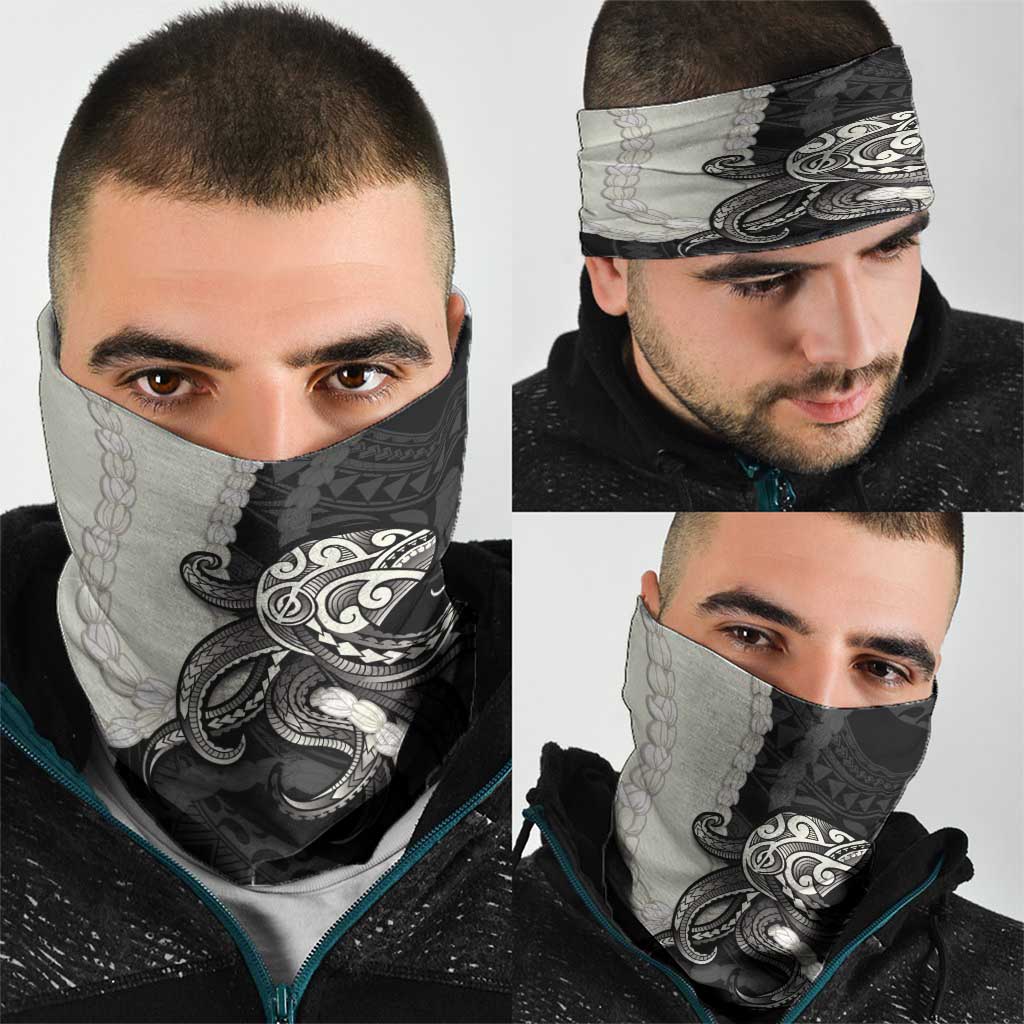 Black Polynesia Tribal Octopus Tattoo Neck Gaiter Pikake Lei Polynesian Pattern