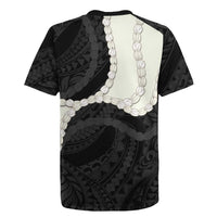 Black Polynesia Tribal Octopus Tattoo Rugby Jersey Pikake Lei Polynesian Pattern
