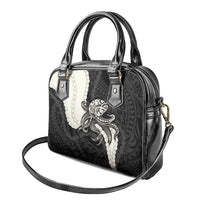 Black Polynesia Tribal Octopus Tattoo Shoulder Handbag Pikake Lei Polynesian Pattern