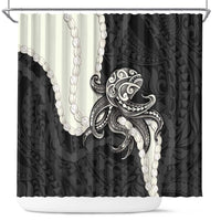 Black Polynesia Tribal Octopus Tattoo Shower Curtain Pikake Lei Polynesian Pattern