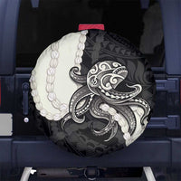 Black Polynesia Tribal Octopus Tattoo Spare Tire Cover Pikake Lei Polynesian Pattern