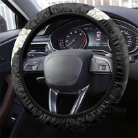 Black Polynesia Tribal Octopus Tattoo Steering Wheel Cover Pikake Lei Polynesian Pattern
