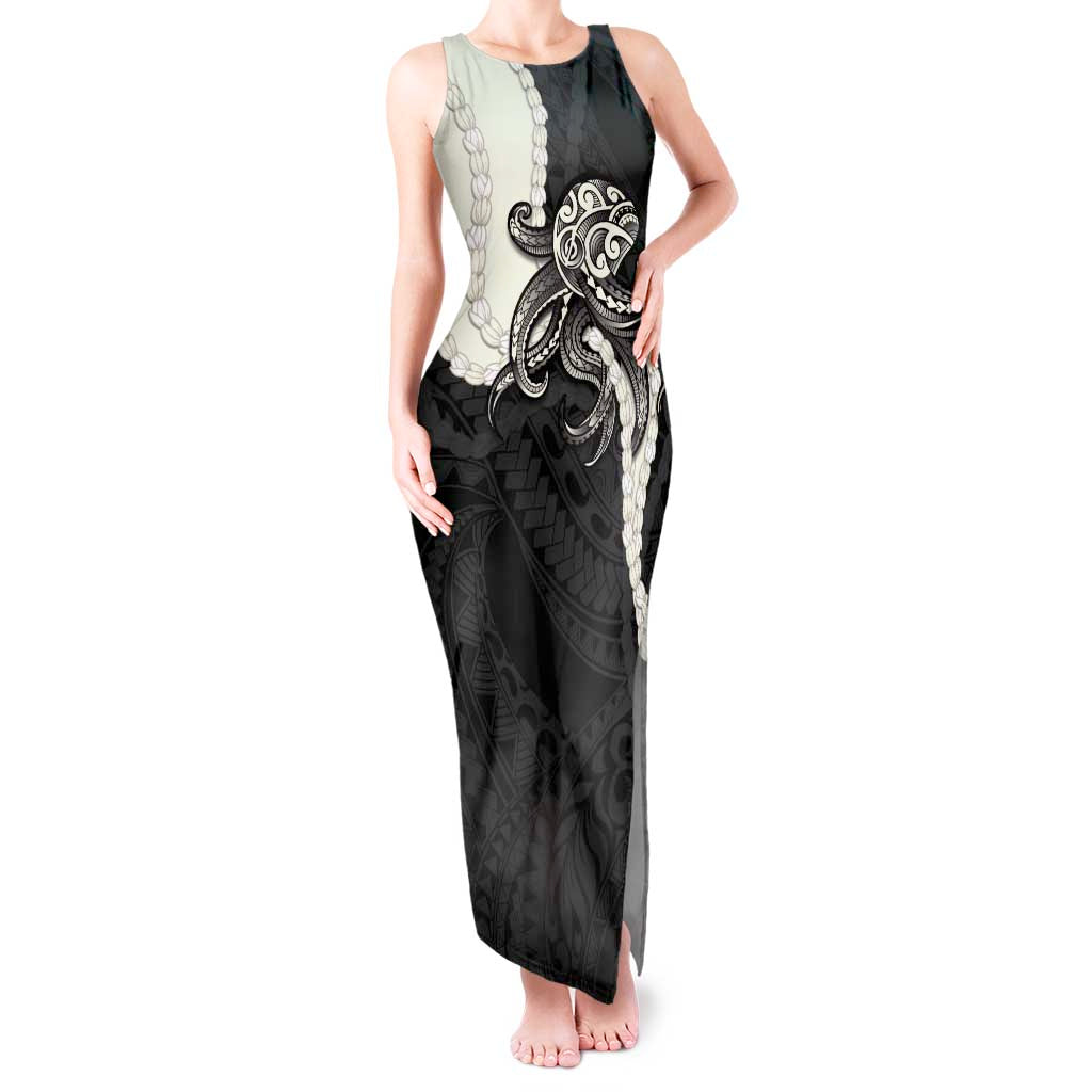 Black Polynesia Tribal Octopus Tattoo Tank Maxi Dress Pikake Lei Polynesian Pattern