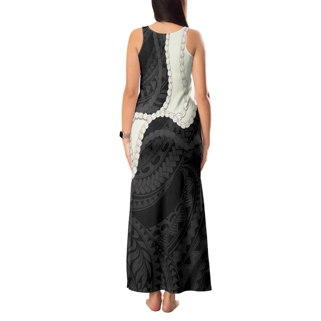 Black Polynesia Tribal Octopus Tattoo Tank Maxi Dress Pikake Lei Polynesian Pattern