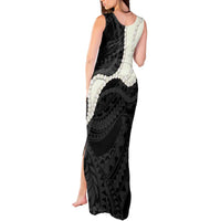 Black Polynesia Tribal Octopus Tattoo Tank Maxi Dress Pikake Lei Polynesian Pattern