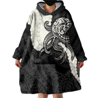 Black Polynesia Tribal Octopus Tattoo Wearable Blanket Hoodie Pikake Lei Polynesian Pattern
