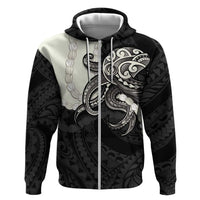 Black Polynesia Tribal Octopus Tattoo Zip Hoodie Pikake Lei Polynesian Pattern