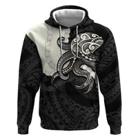 Black Polynesia Tribal Octopus Tattoo Zip Hoodie Pikake Lei Polynesian Pattern