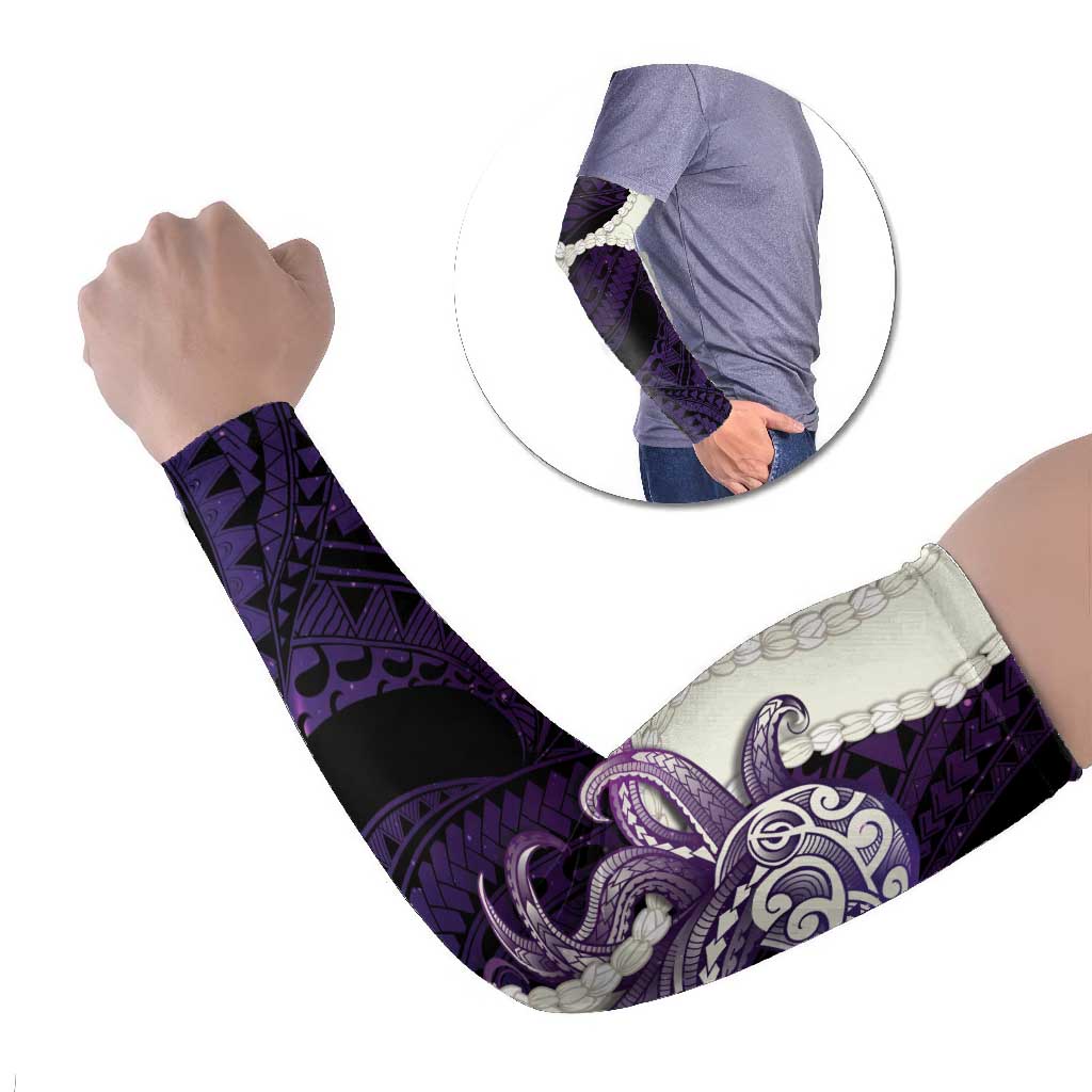 Purple Galaxy Polynesia Tribal Octopus Tattoo Arm Sleeves Pikake Lei Polynesian Pattern