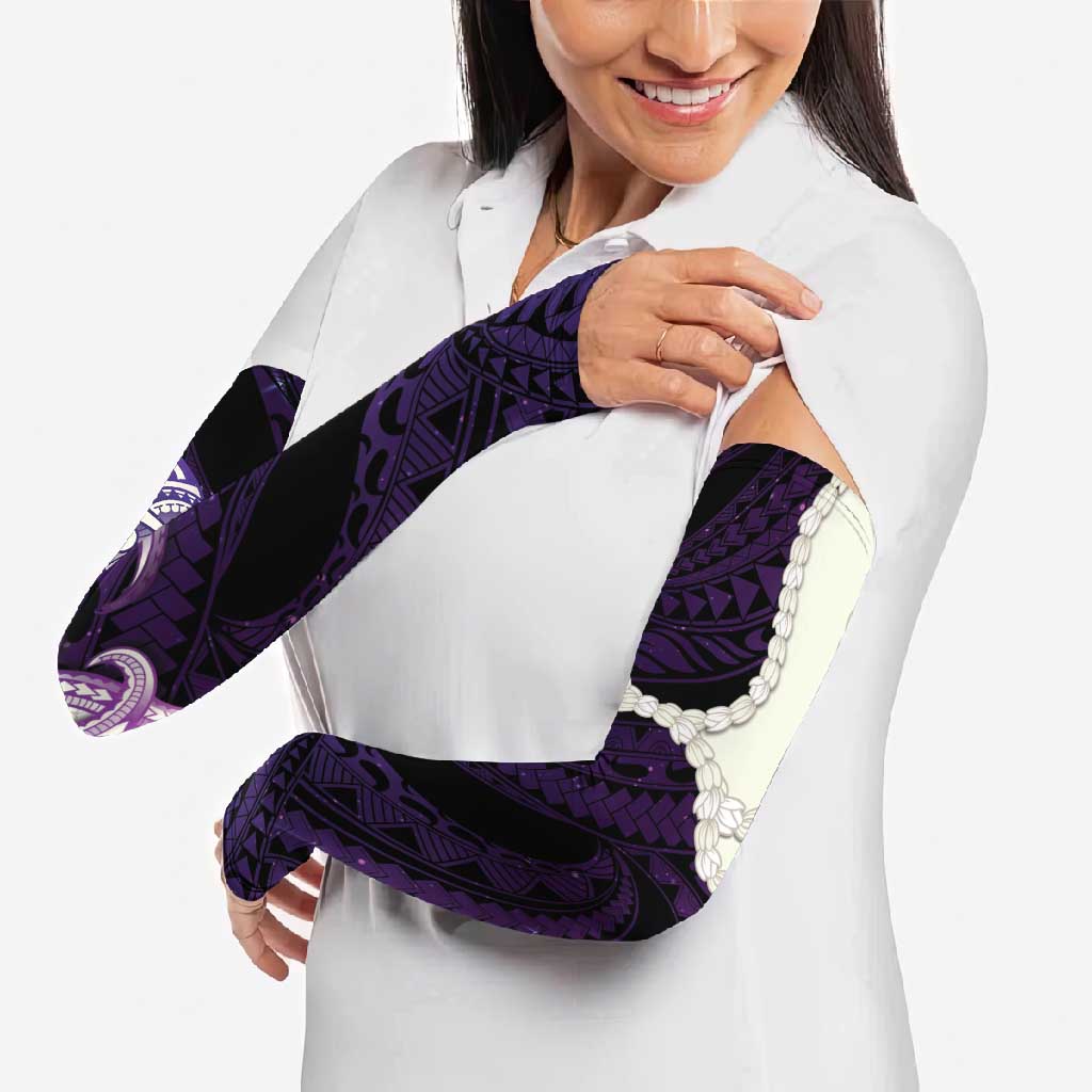 Purple Galaxy Polynesia Tribal Octopus Tattoo Arm Sleeves Pikake Lei Polynesian Pattern