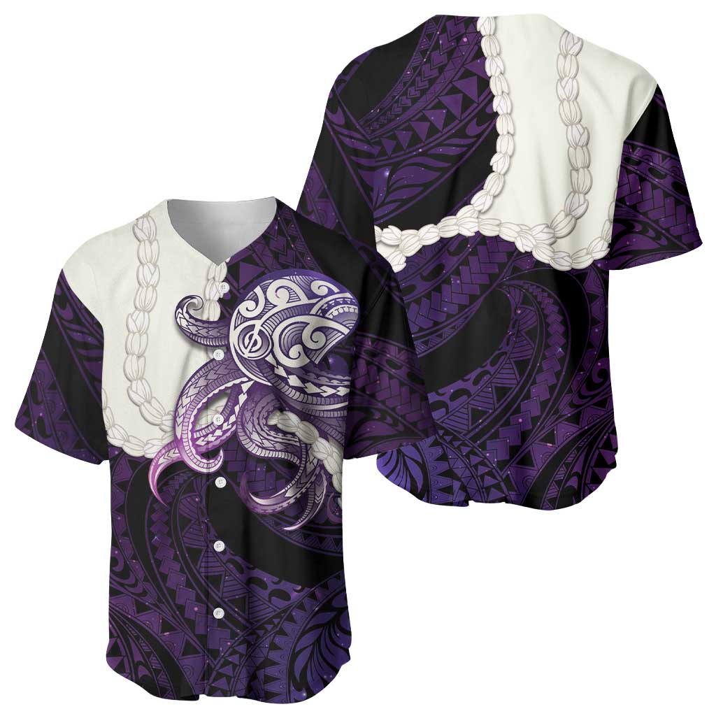 Purple Galaxy Polynesia Tribal Octopus Tattoo Baseball Jersey Pikake Lei Polynesian Pattern