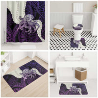 Purple Galaxy Polynesia Tribal Octopus Tattoo Bathroom Set Pikake Lei Polynesian Pattern
