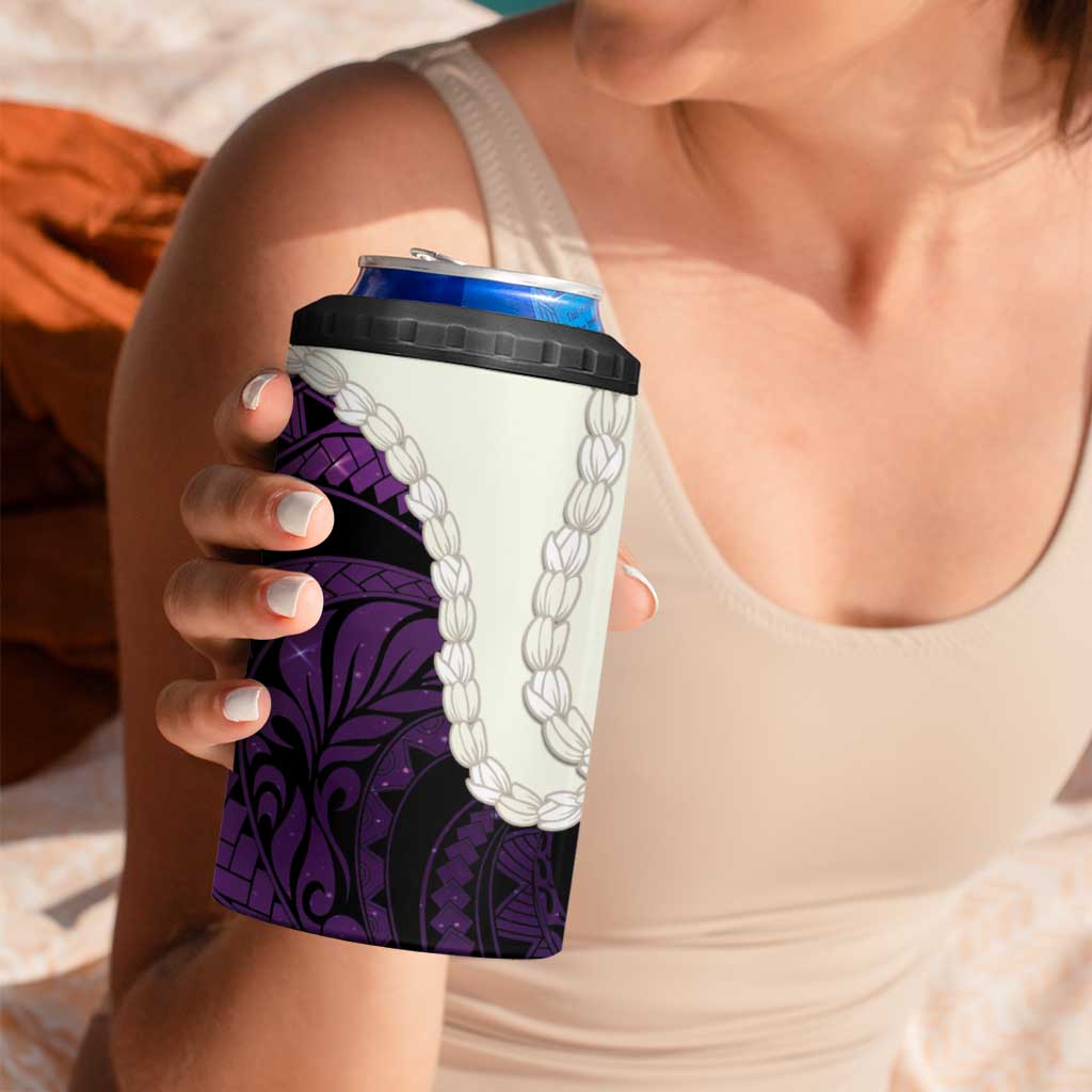 Purple Galaxy Polynesia Tribal Octopus Tattoo 4 in 1 Can Cooler Tumbler Pikake Lei Polynesian Pattern