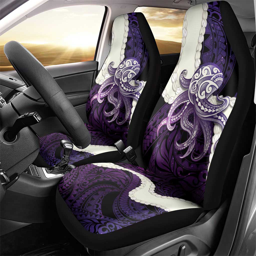 Purple Galaxy Polynesia Tribal Octopus Tattoo Car Seat Cover Pikake Lei Polynesian Pattern