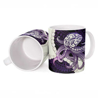 Purple Galaxy Polynesia Tribal Octopus Tattoo Ceramic Mug Pikake Lei Polynesian Pattern