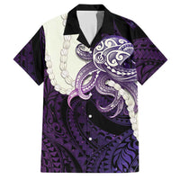 Purple Galaxy Polynesia Tribal Octopus Tattoo Family Matching Off The Shoulder Long Sleeve Dress and Hawaiian Shirt Pikake Lei Polynesian Pattern LT14 Dad's Shirt - Short Sleeve Purple - Polynesian Pride