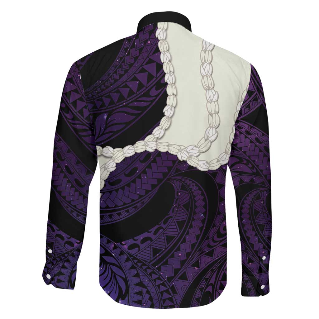 Purple Galaxy Polynesia Tribal Octopus Tattoo Family Matching Off The Shoulder Long Sleeve Dress and Hawaiian Shirt Pikake Lei Polynesian Pattern LT14 - Polynesian Pride